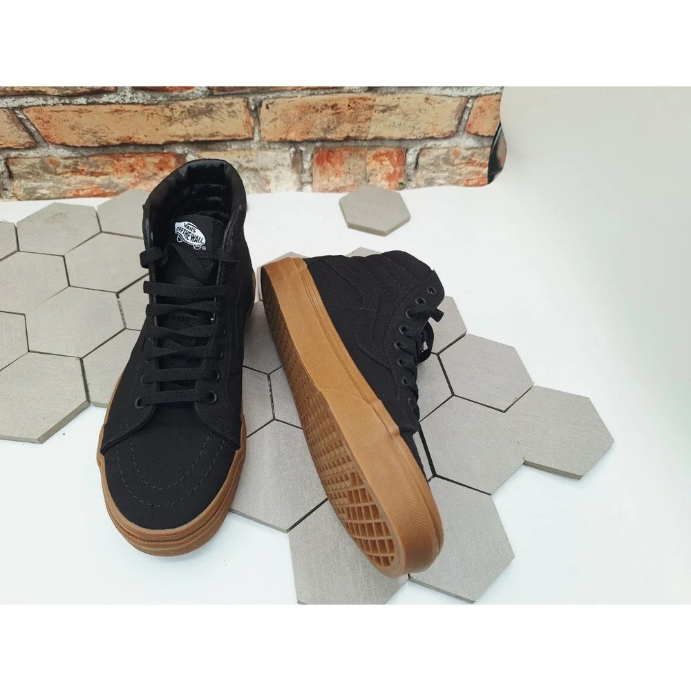 Vans Sk8-Hi Reissue Canvas Black Gum Mens Sz 6.5 Womens Sz 8 Skate Shoes Rare